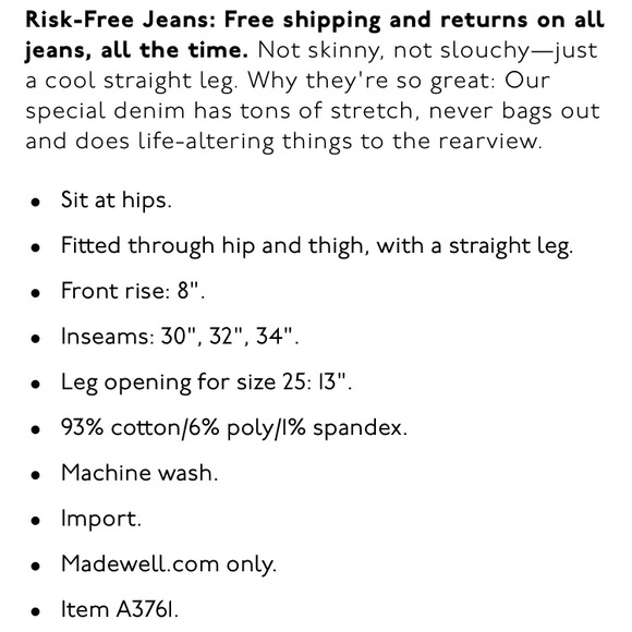 Madewell Rail Straight jeans 26 - Picture 5 of 5